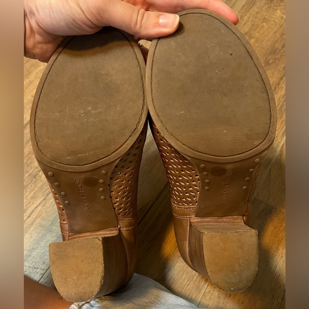 CLEAR-OUT Lucky Brand Lively Tan Perforated Booties - Picture 8 of 9